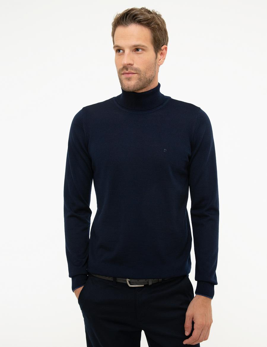 Lacivert Slim Fit Basic Kazak