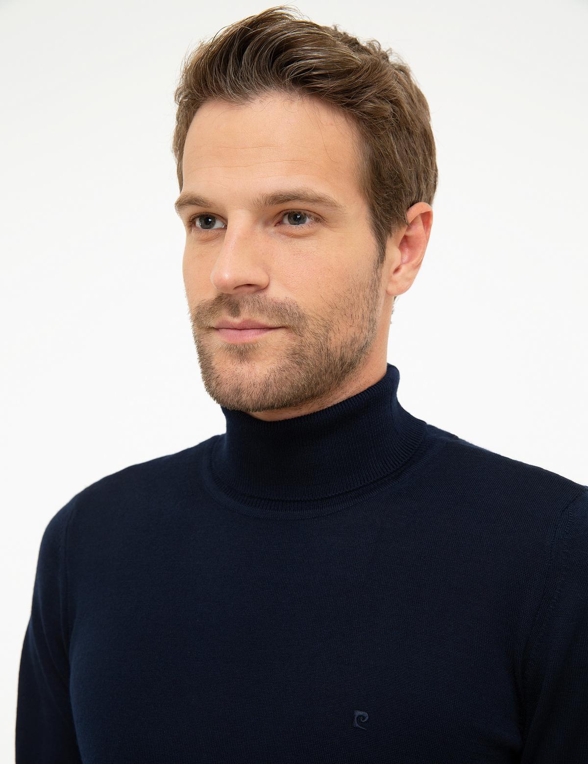 Lacivert Slim Fit Basic Kazak - 50206771017