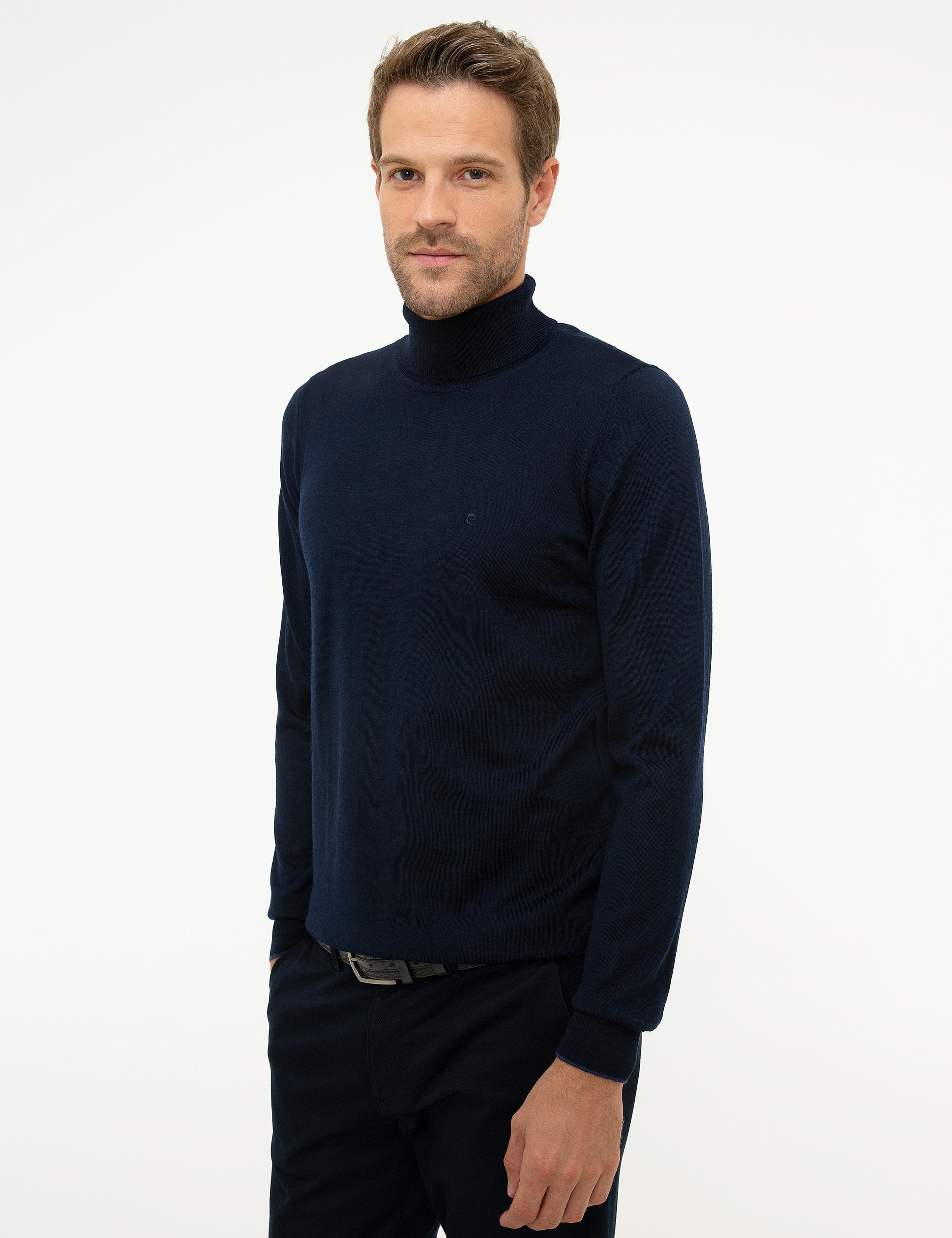 Lacivert Slim Fit Basic Kazak - Image 3