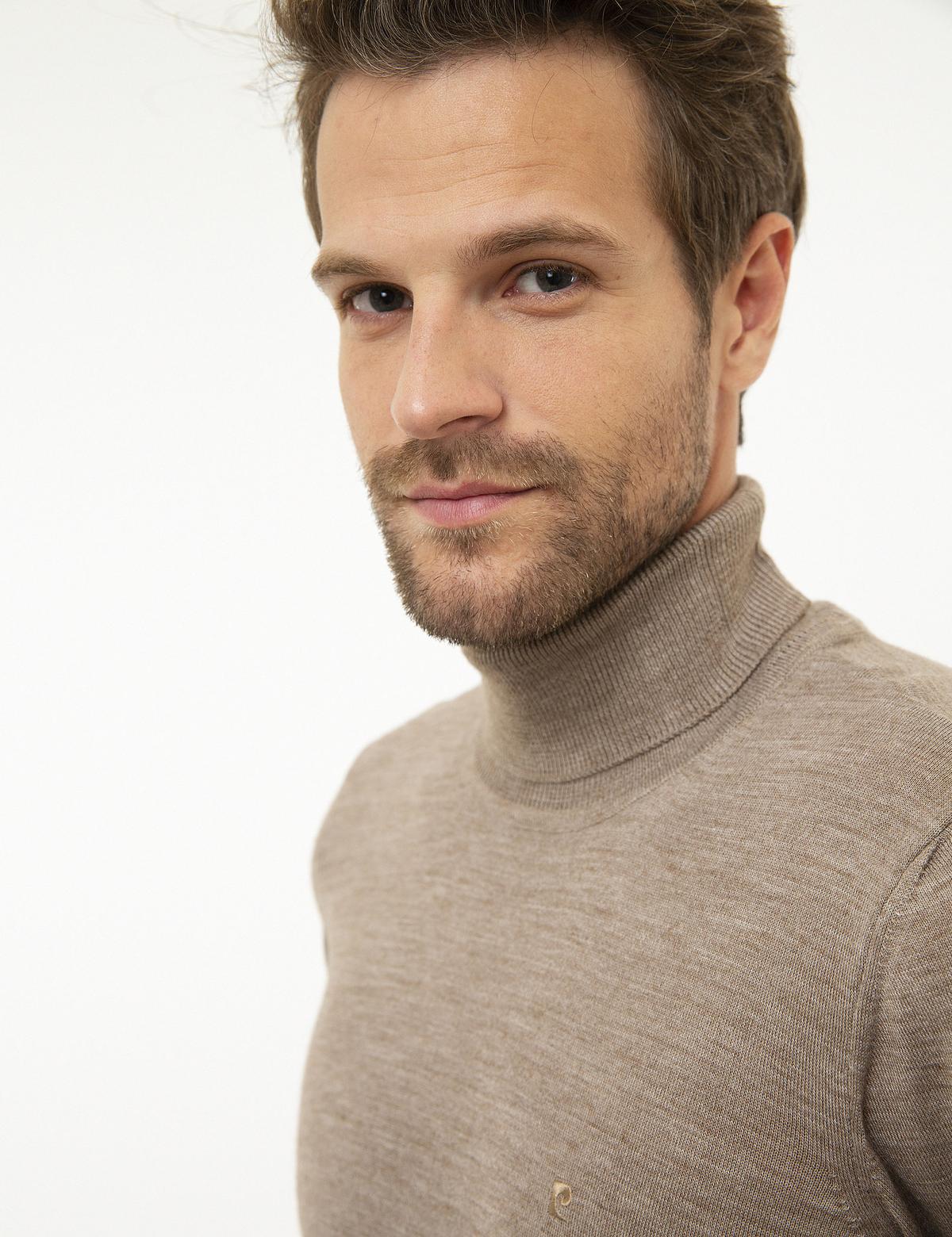 Taş Slim Fit Tam Balıkçı Yaka Yün Karışımlı Basic Triko Kazak - 50206771086