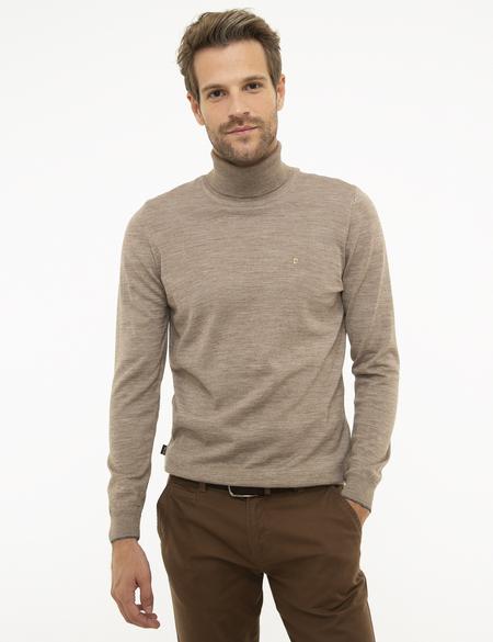 Taş Slim Fit Tam Balıkçı Yaka Yün Karışımlı Basic Triko Kazak - 50206771086