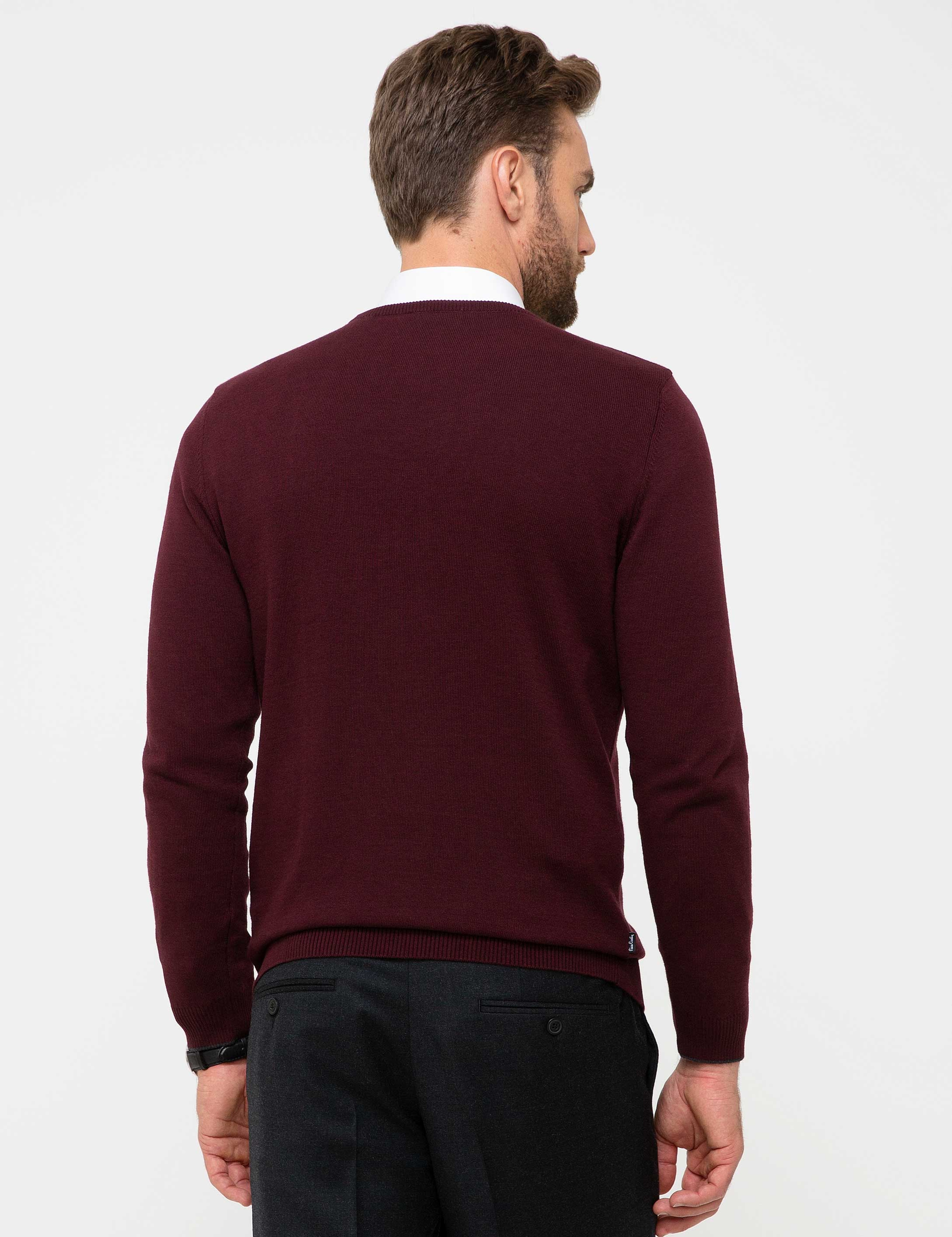 Bordo Slim Fit Basic Kazak - Image 4