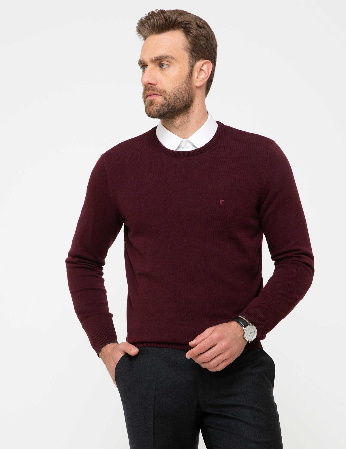 Bordo Slim Fit Basic Kazak - 50207445022