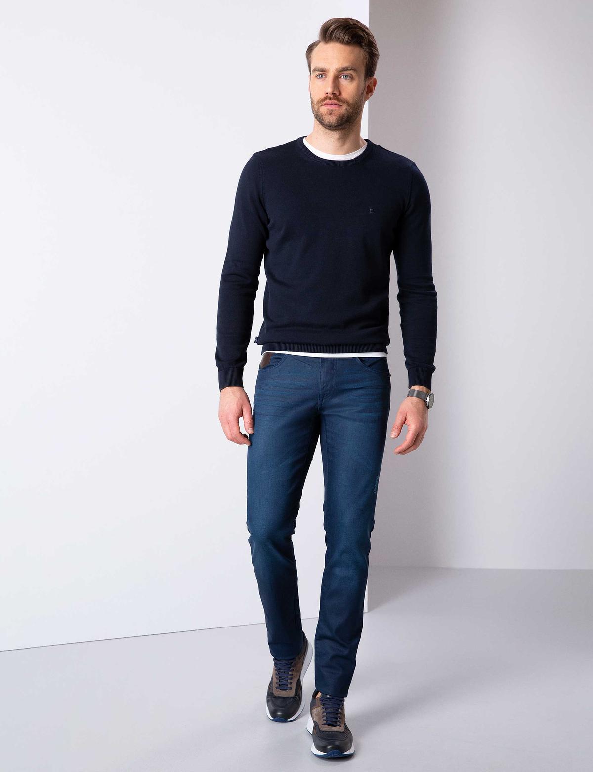 Koyu Lacivert Slim Fit Basic Kazak - 50207445172