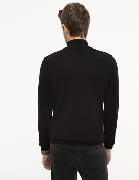 Siyah Slim Fit Basic Triko Kazak - 50207508151