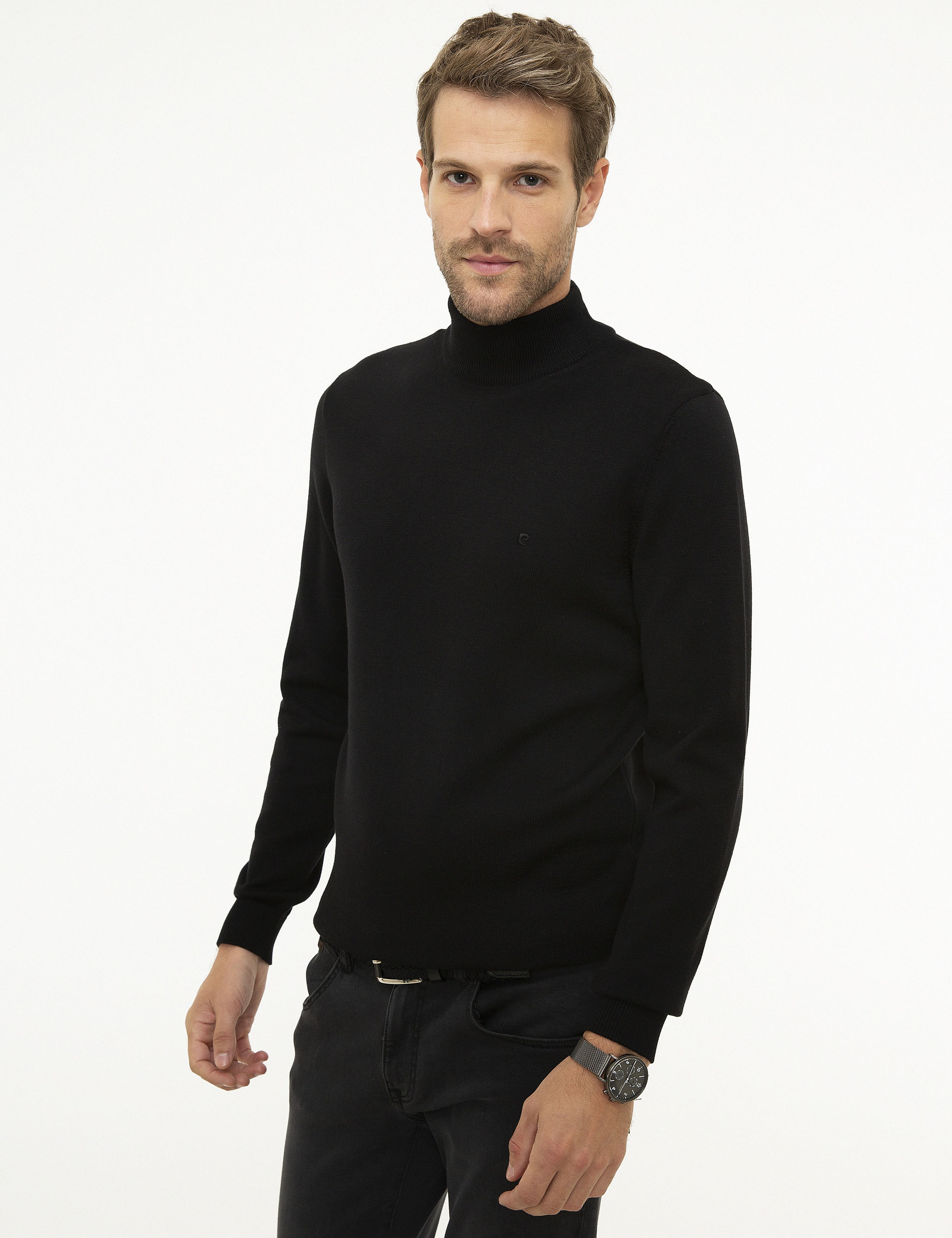 Siyah Slim Fit Basic Triko Kazak