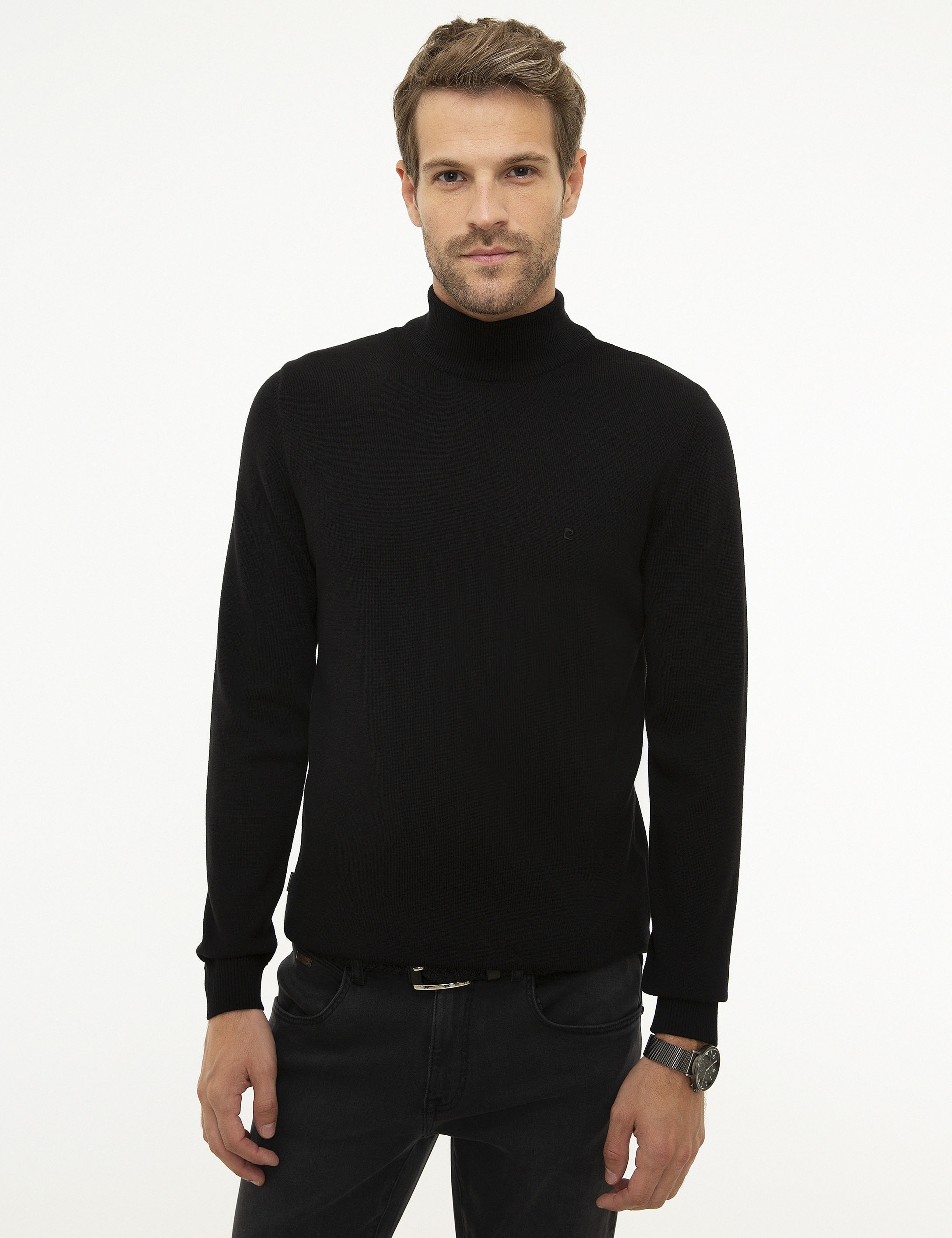 Siyah Slim Fit Basic Triko Kazak