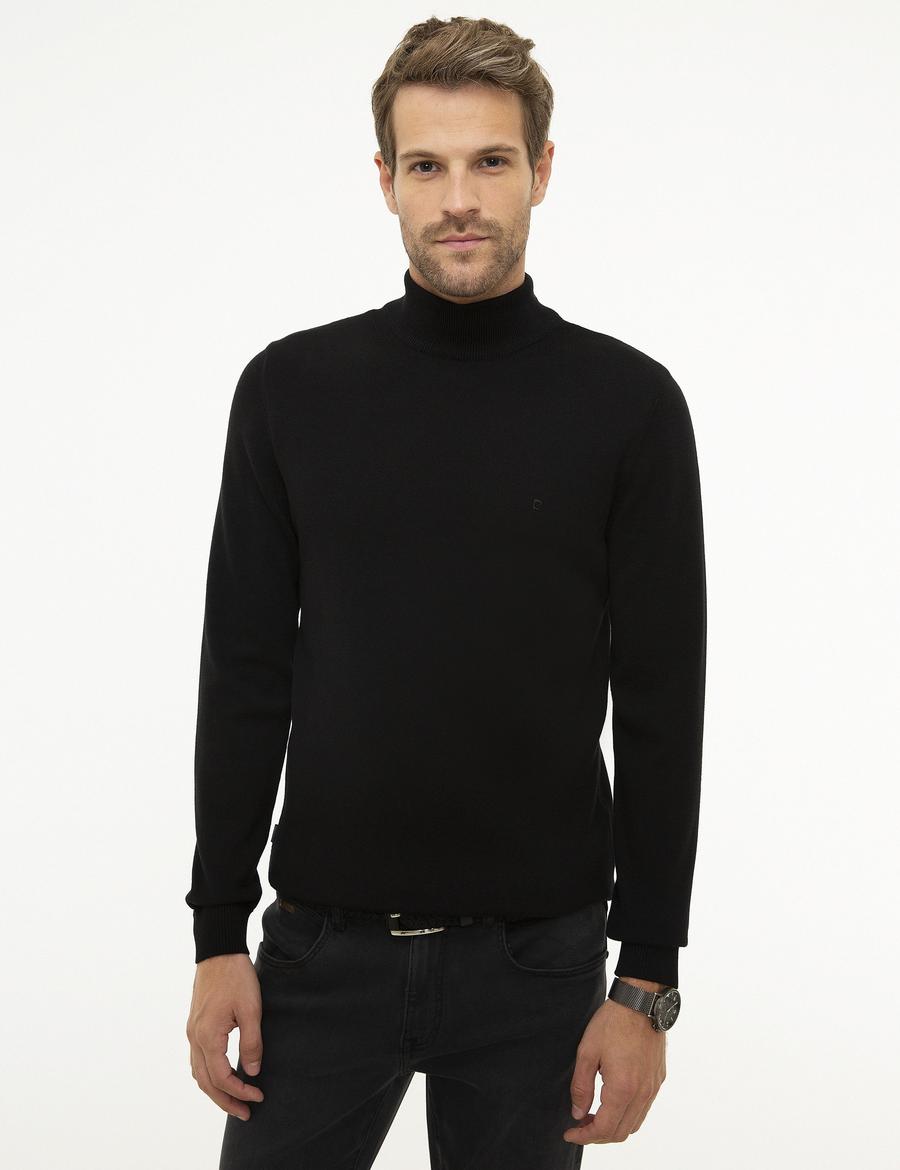 Siyah Slim Fit Basic Triko Kazak