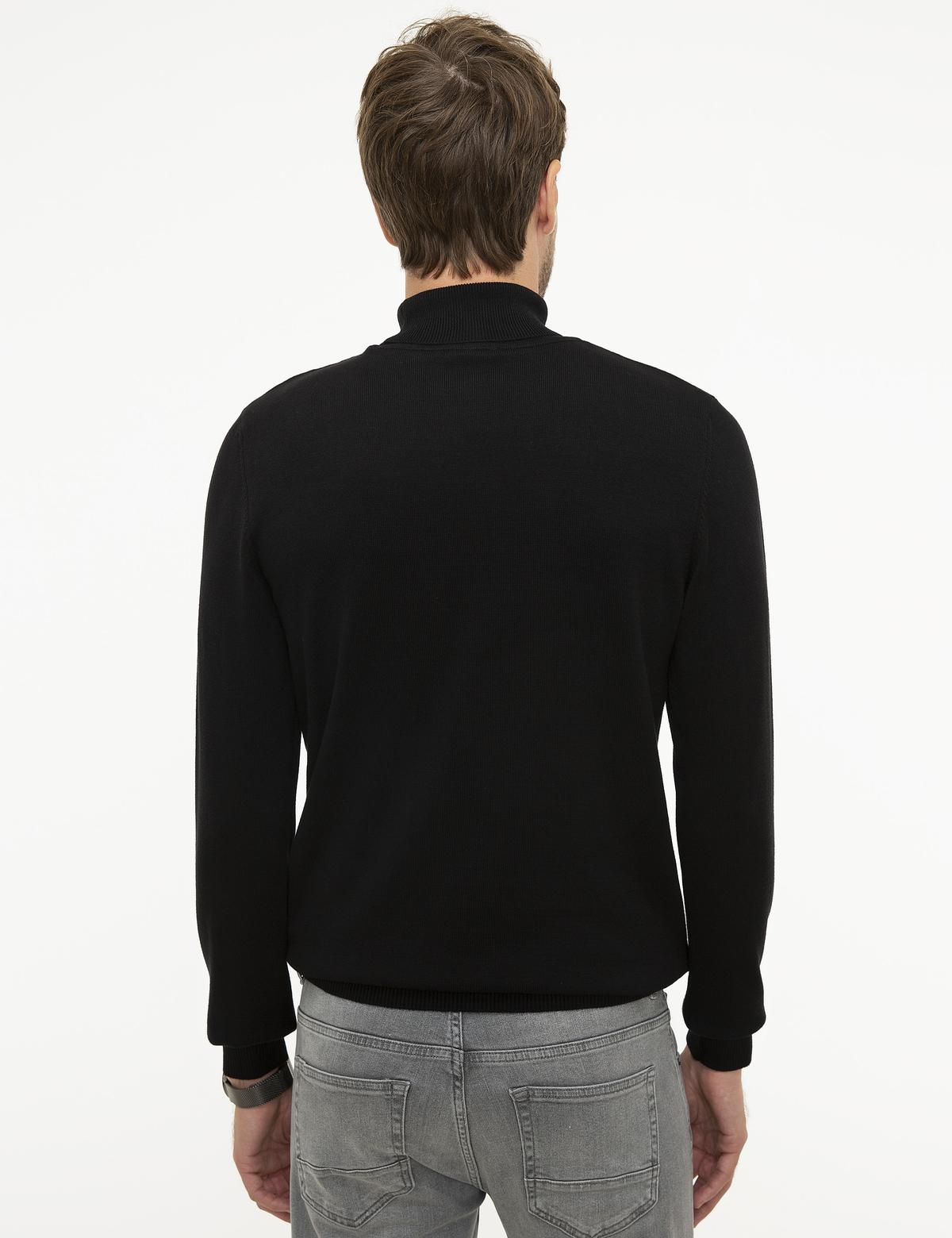 Siyah Slim Fit Basic Kazak - 50207572141