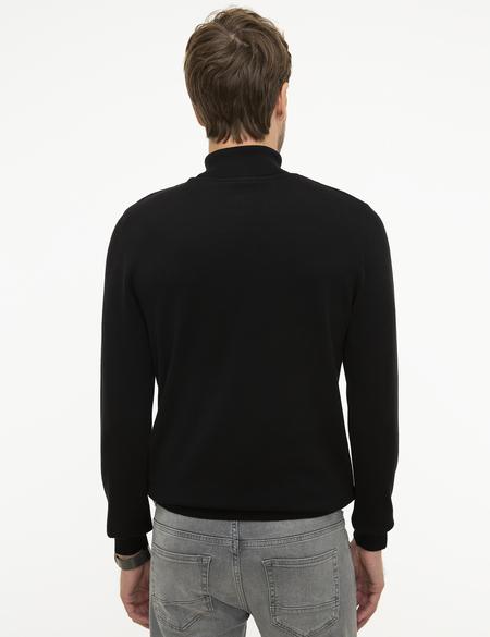 Siyah Slim Fit Basic Kazak - 50207572141