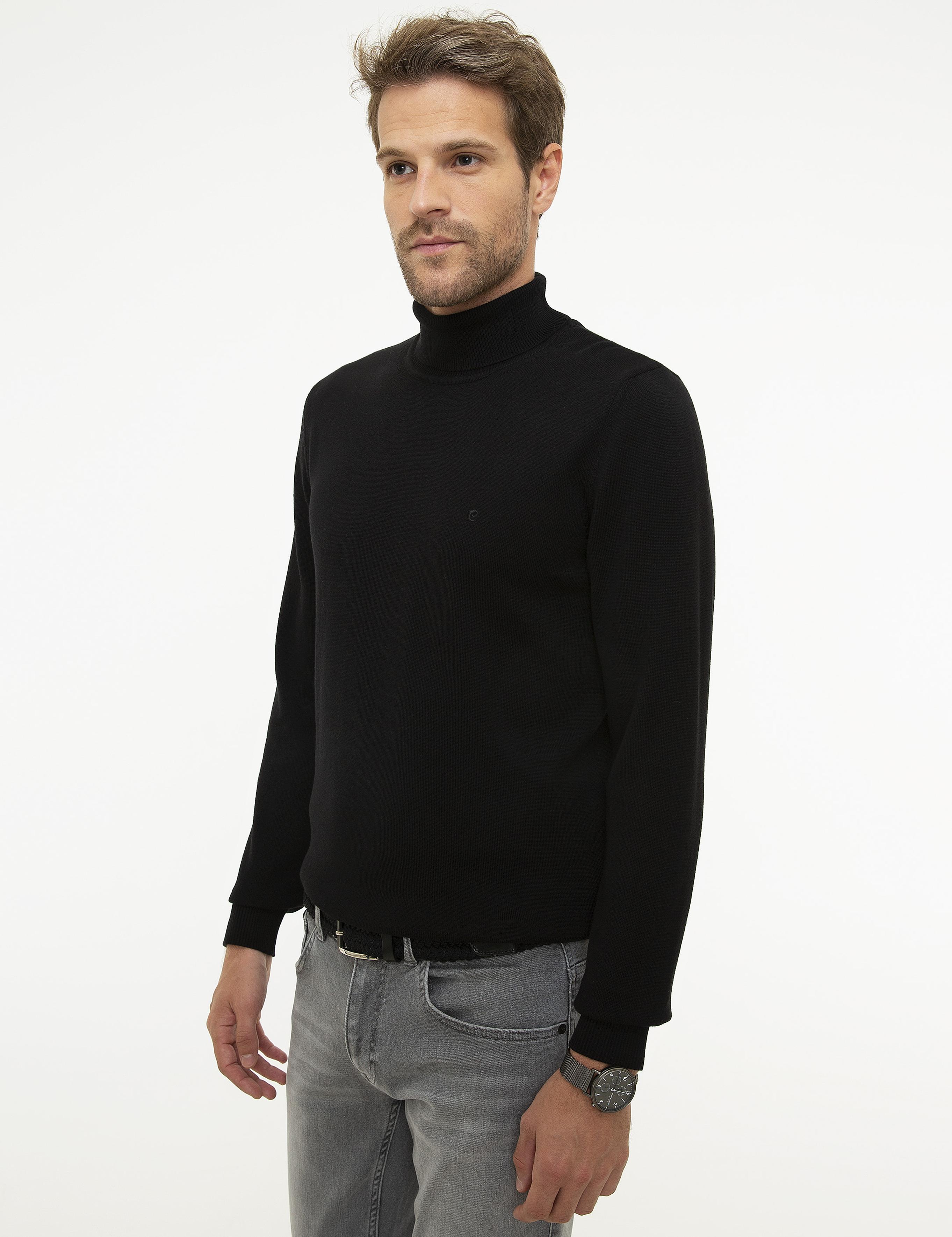 Siyah Slim Fit Basic Kazak