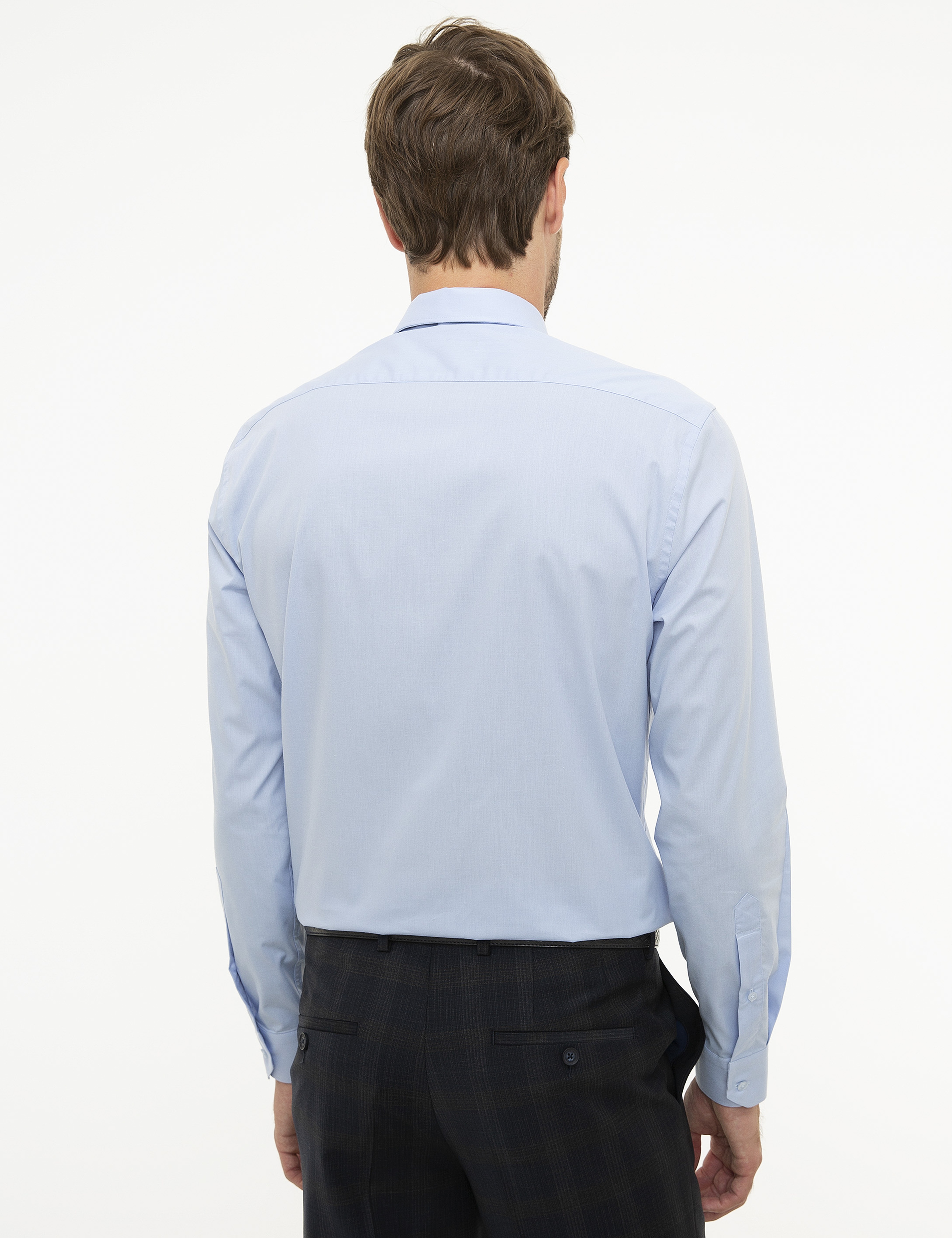 Açık Mavi Regular Fit Uzun Kollu Basic Gömlek - Image 3