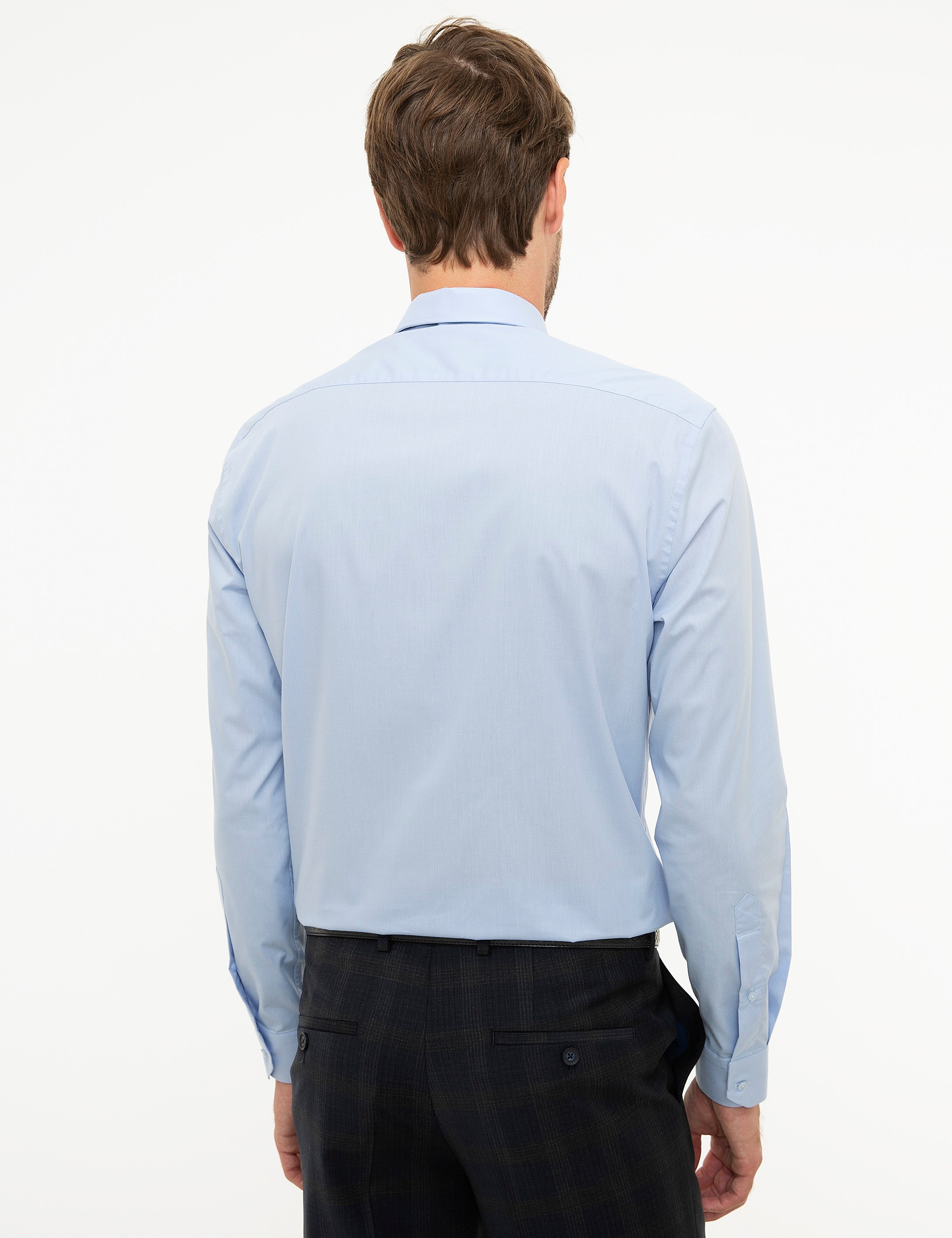 Açık Mavi Regular Fit Uzun Kollu Basic Gömlek