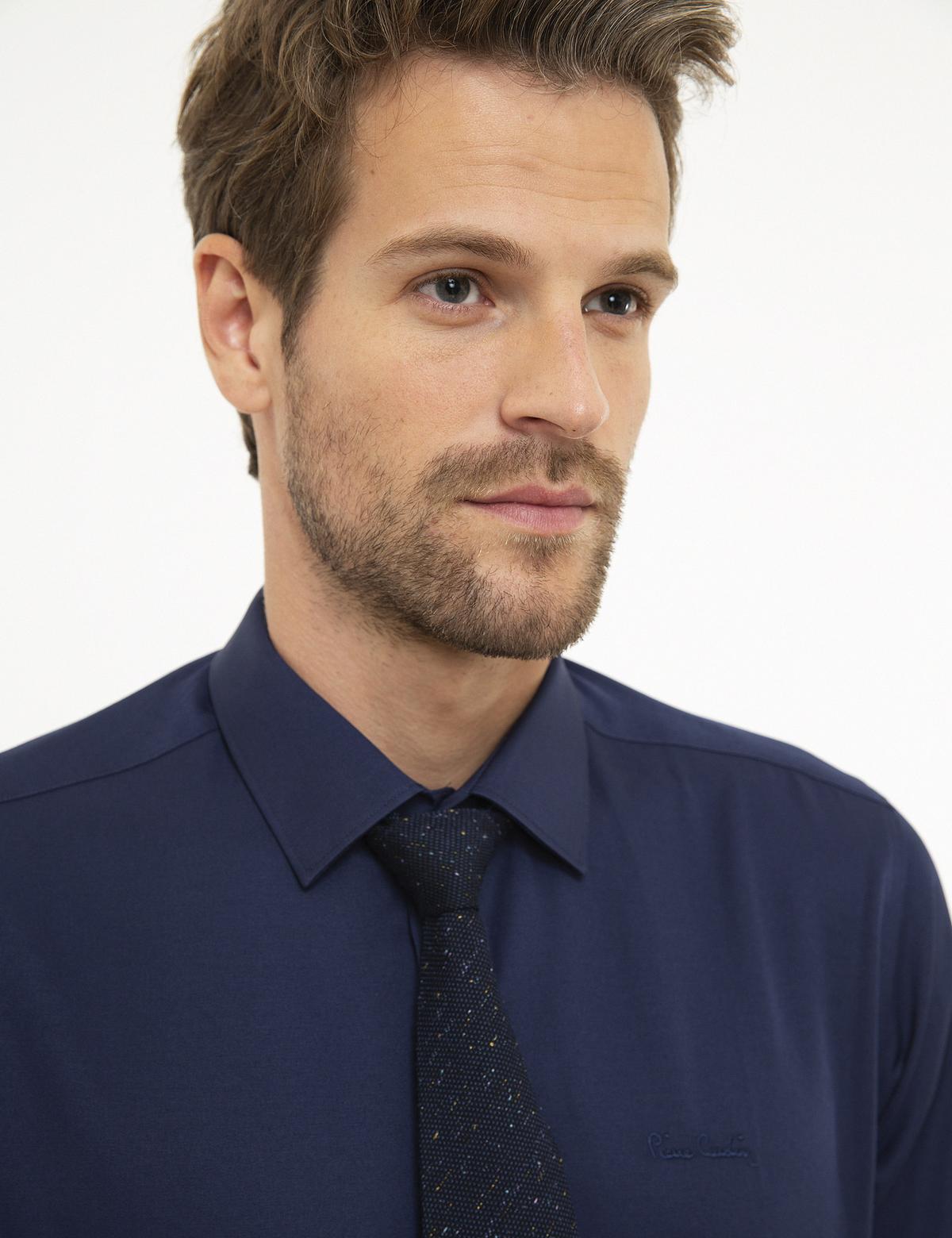 Lacivert Slim Fit Uzun Kollu Klasik Gömlek - 50207628037