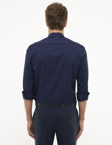 Lacivert Slim Fit Uzun Kollu Klasik Gömlek - 50207628037