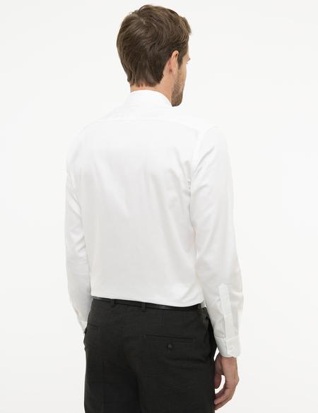 Beyaz Slim Fit Uzun Kollu Basic Gömlek - 50207631019