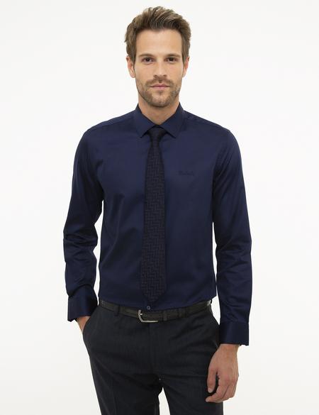 Lacivert Slim Fit Uzun Kollu Klasik Gömlek - 50207631032