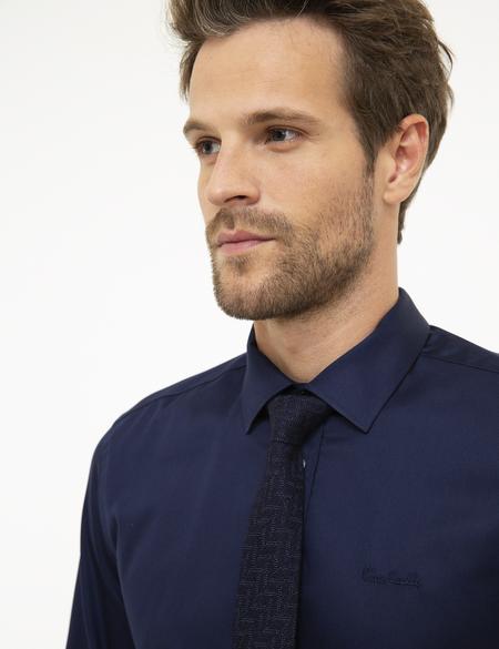 Lacivert Slim Fit Uzun Kollu Klasik Gömlek - 50207631032
