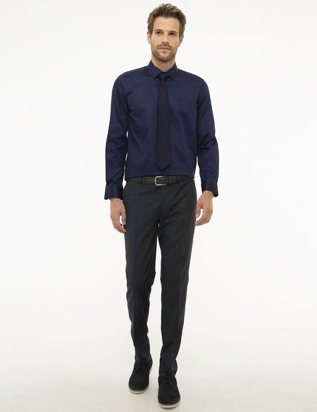 Lacivert Slim Fit Uzun Kollu Klasik Gömlek - 50207631032