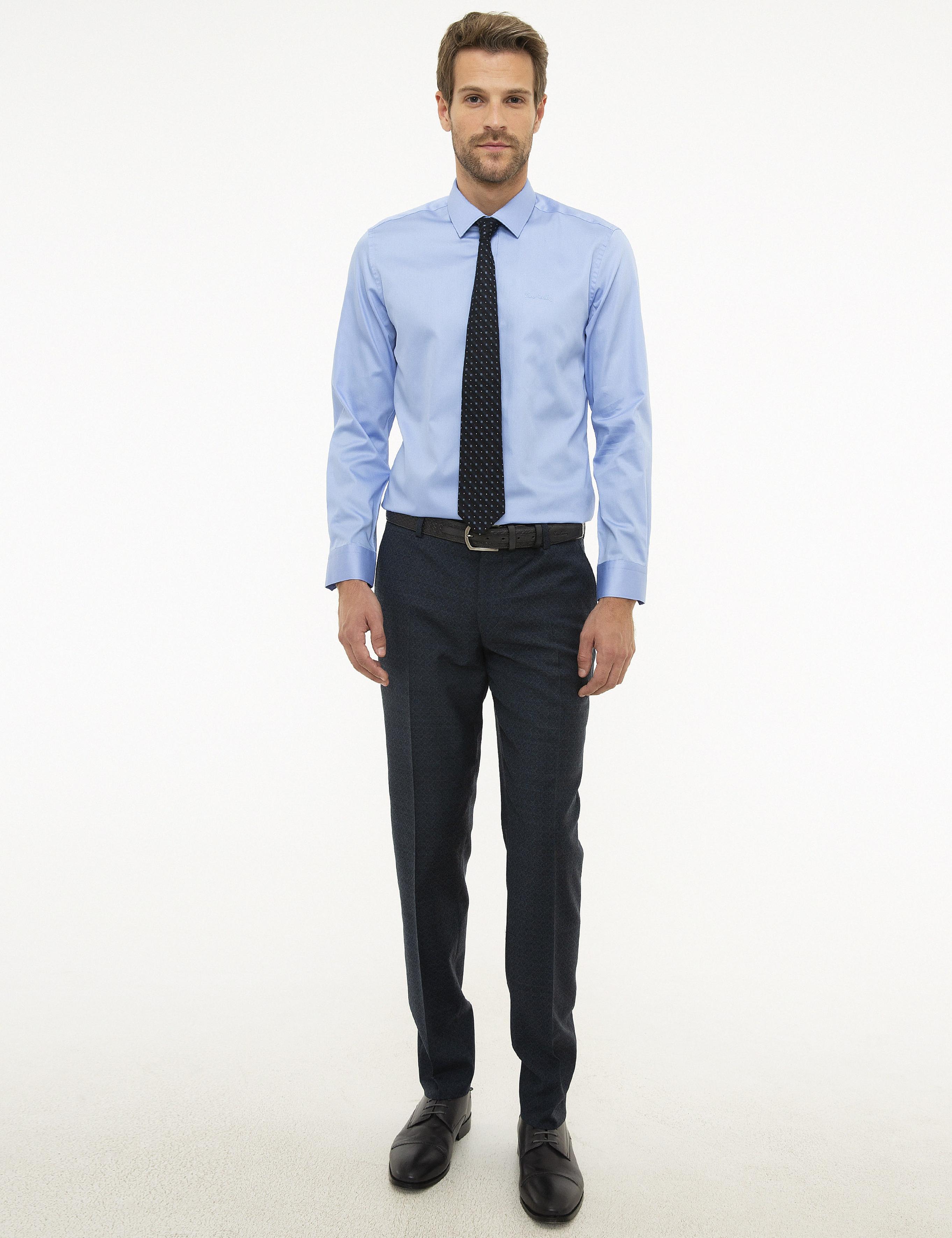 Koyu Mavi Slim Fit Uzun Kollu Klasik Gömlek