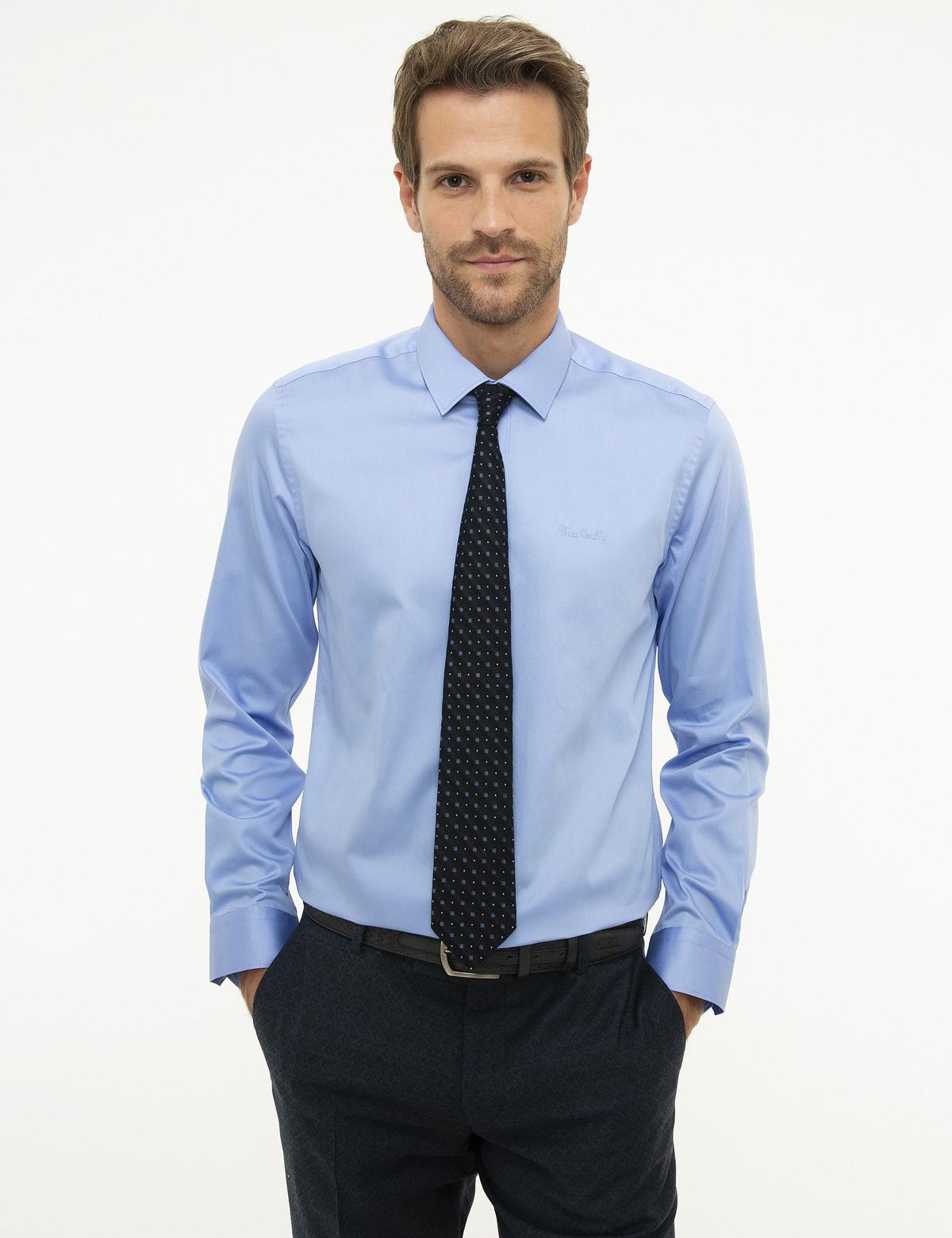 Koyu Mavi Slim Fit Uzun Kollu Klasik Gömlek