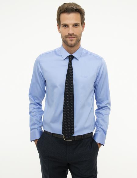 Koyu Mavi Slim Fit Uzun Kollu Klasik Gömlek - 50207631037