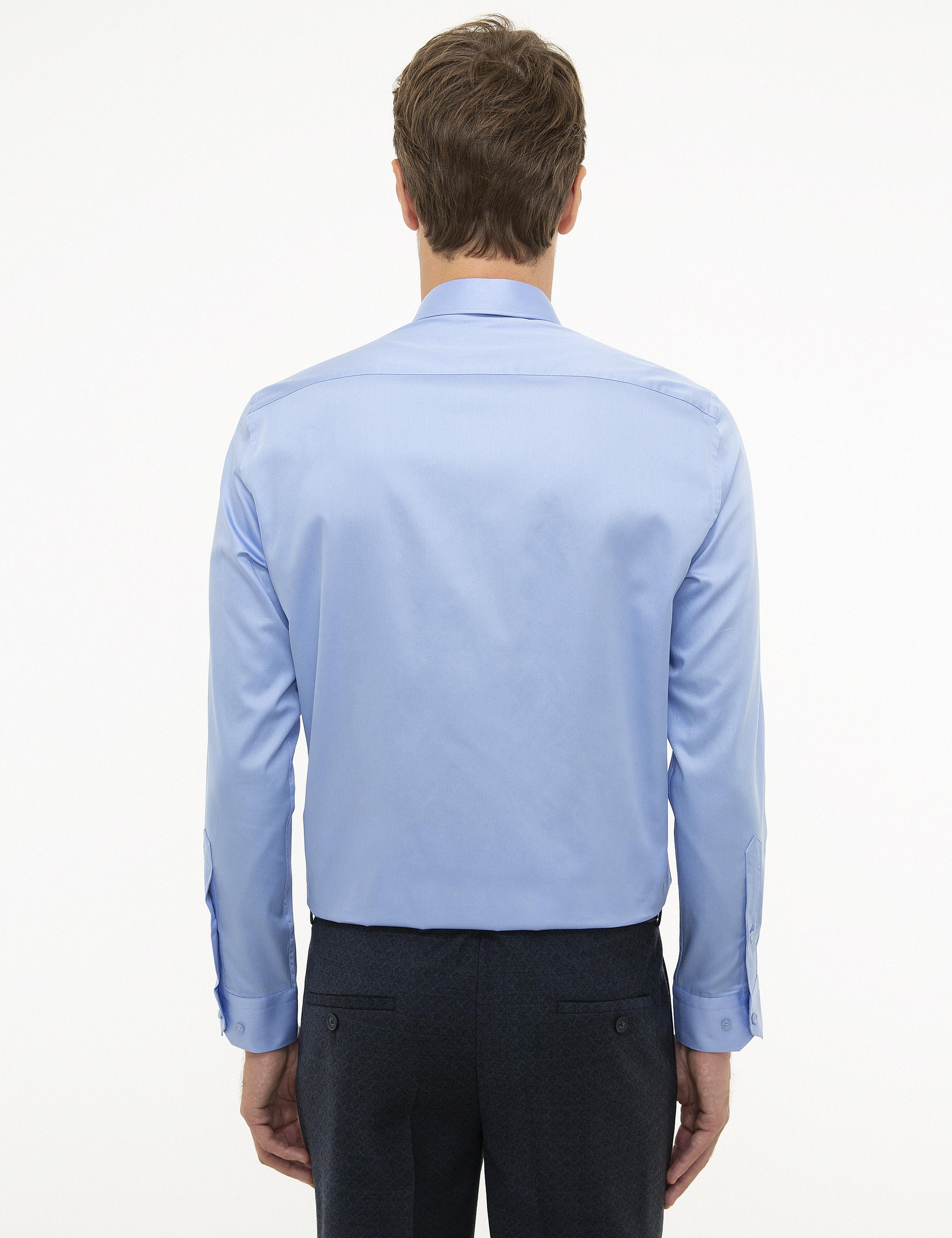 Koyu Mavi Slim Fit Uzun Kollu Klasik Gömlek