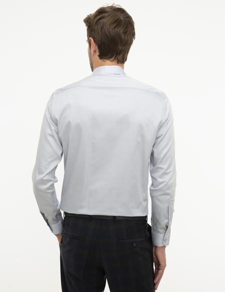 Gri Slim Fit Uzun Kollu Basic Gömlek - 50207631055