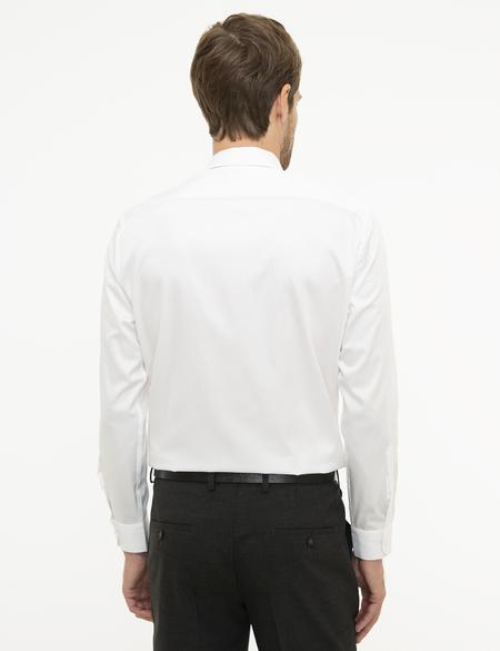 Beyaz Regular Fit Uzun Kollu Basic Gömlek - 50207634019
