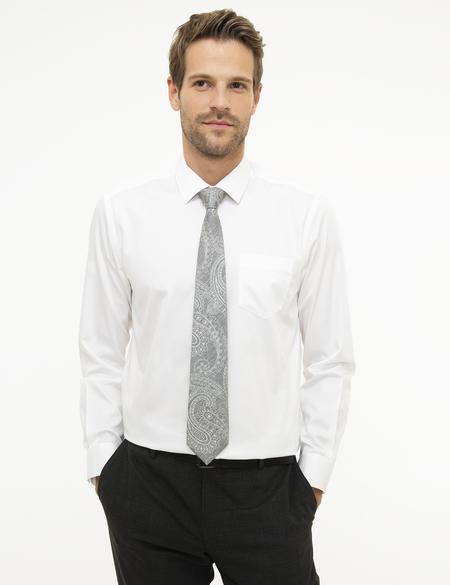 Beyaz Regular Fit Uzun Kollu Basic Gömlek - 50207634019