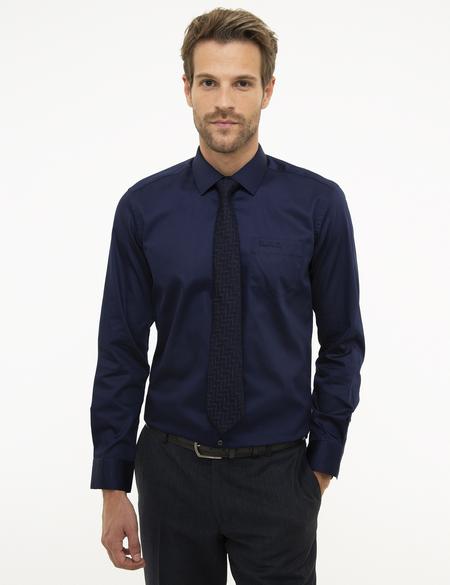 Lacivert Regular Fit Uzun Kollu Klasik Gömlek - 50207634037