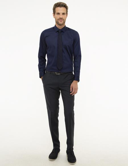 Lacivert Regular Fit Uzun Kollu Klasik Gömlek - 50207634037
