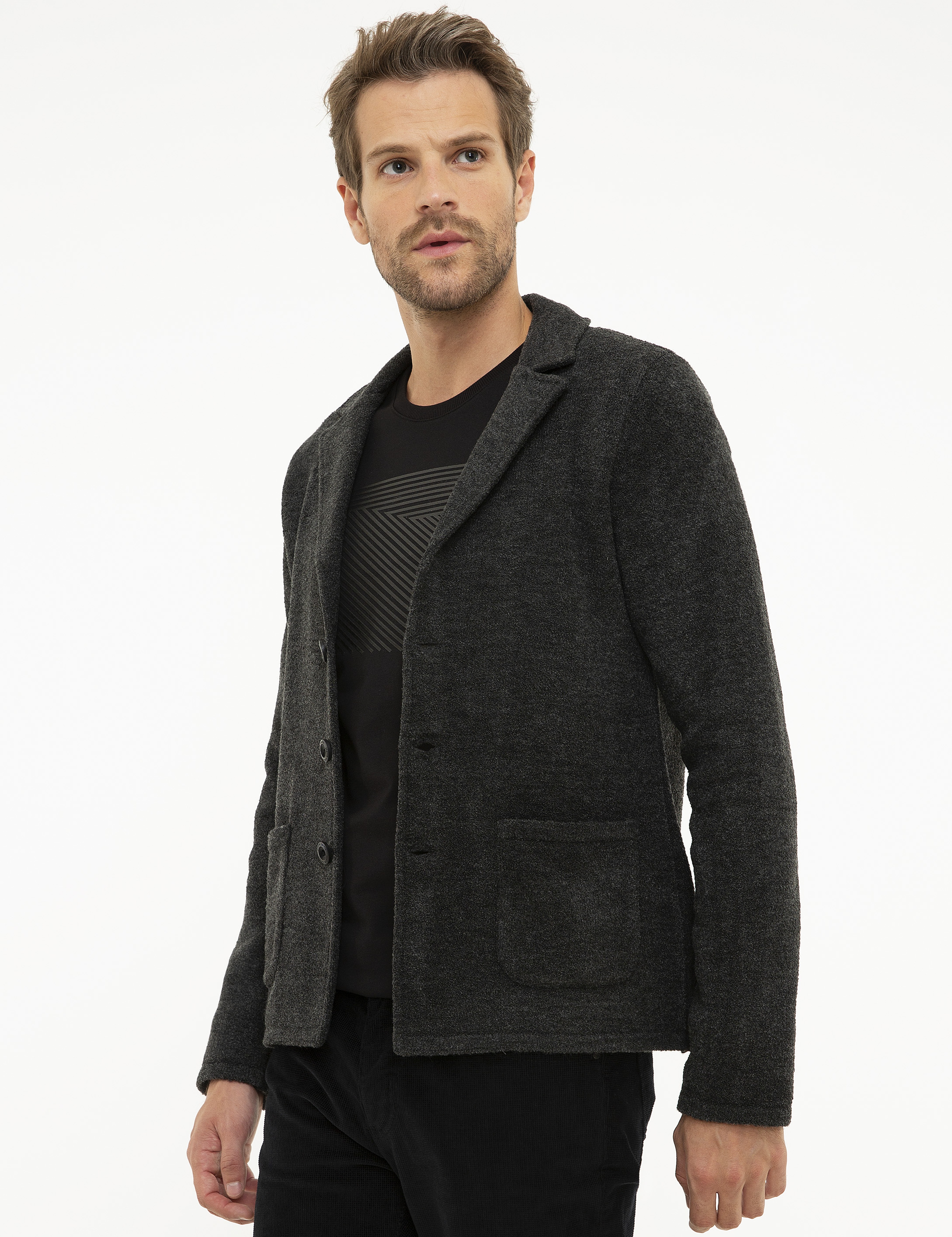 Füme Slim Fit Triko Hırka - Image 3