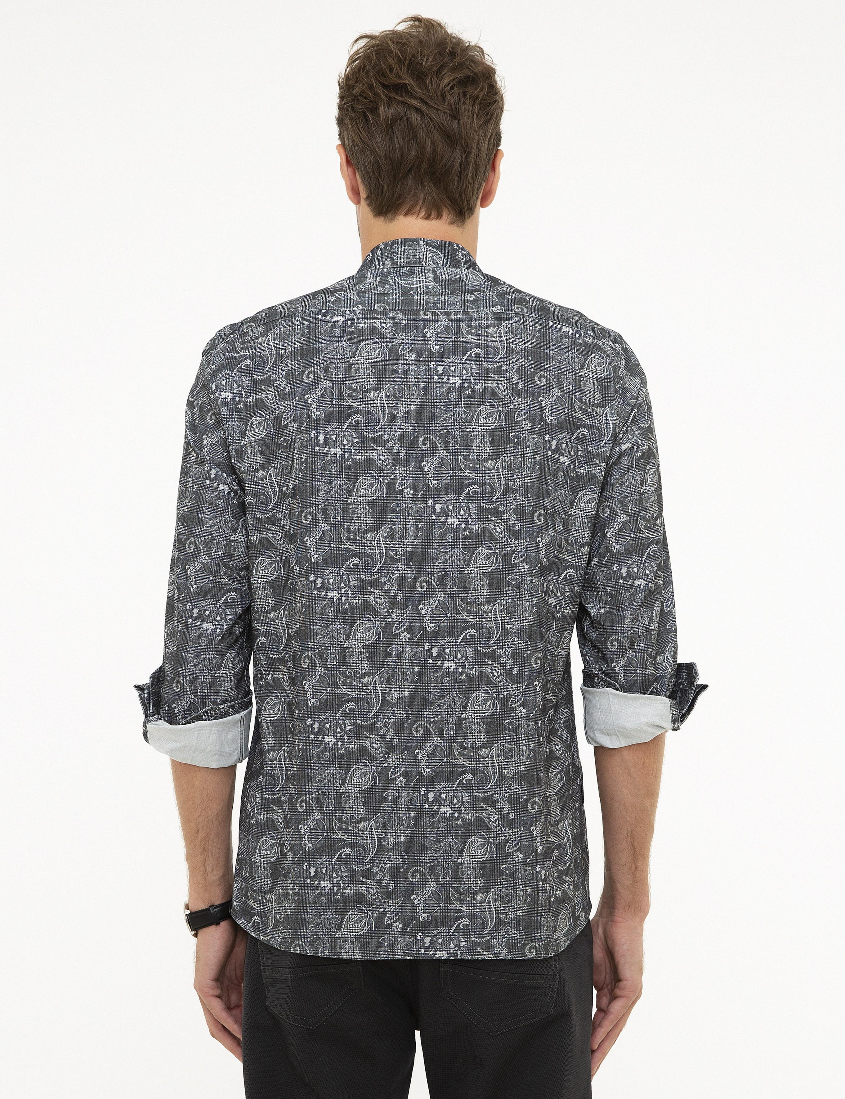 Koyu Gri Slim Fit Uzun Kollu Gömlek