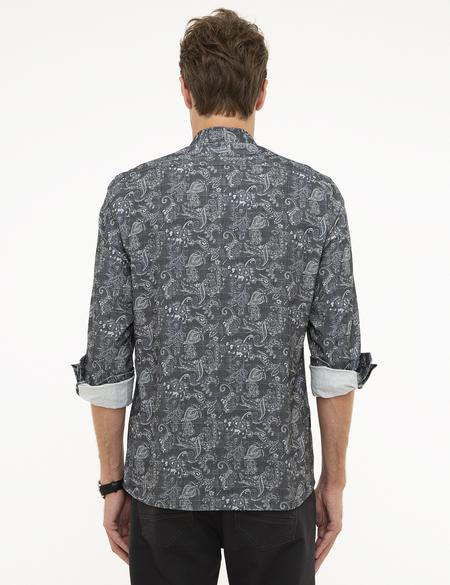 Koyu Gri Slim Fit Uzun Kollu Gömlek - 50209248019