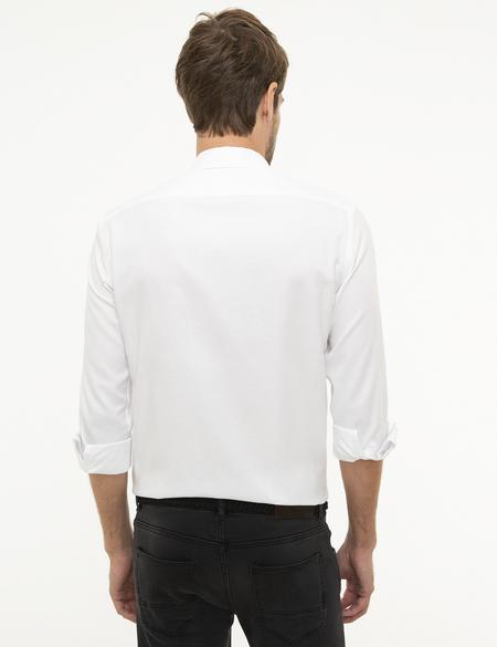 Beyaz Slim Fit Armürlü Gömlek - 50209658005