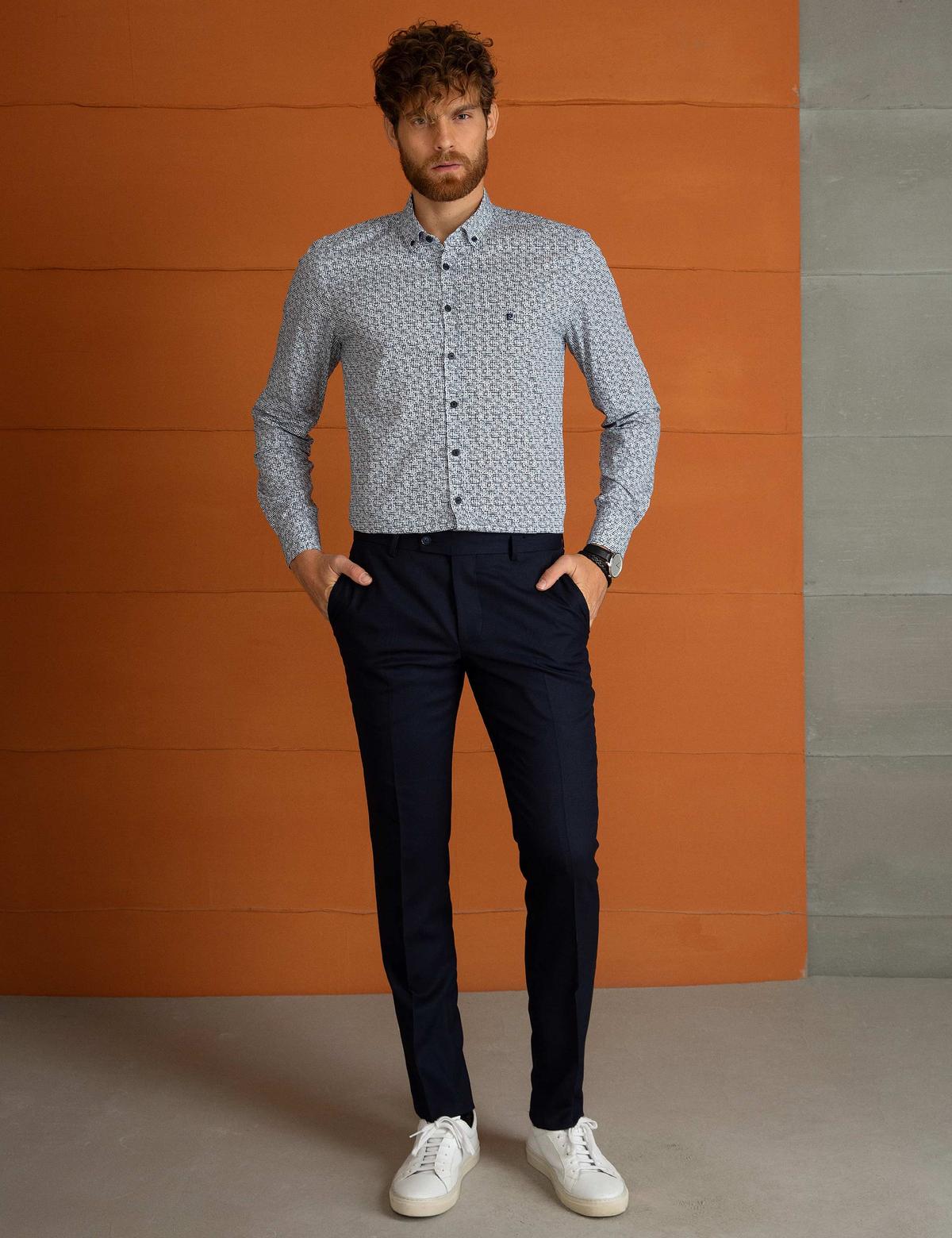 Slim Lacivert Gömlek