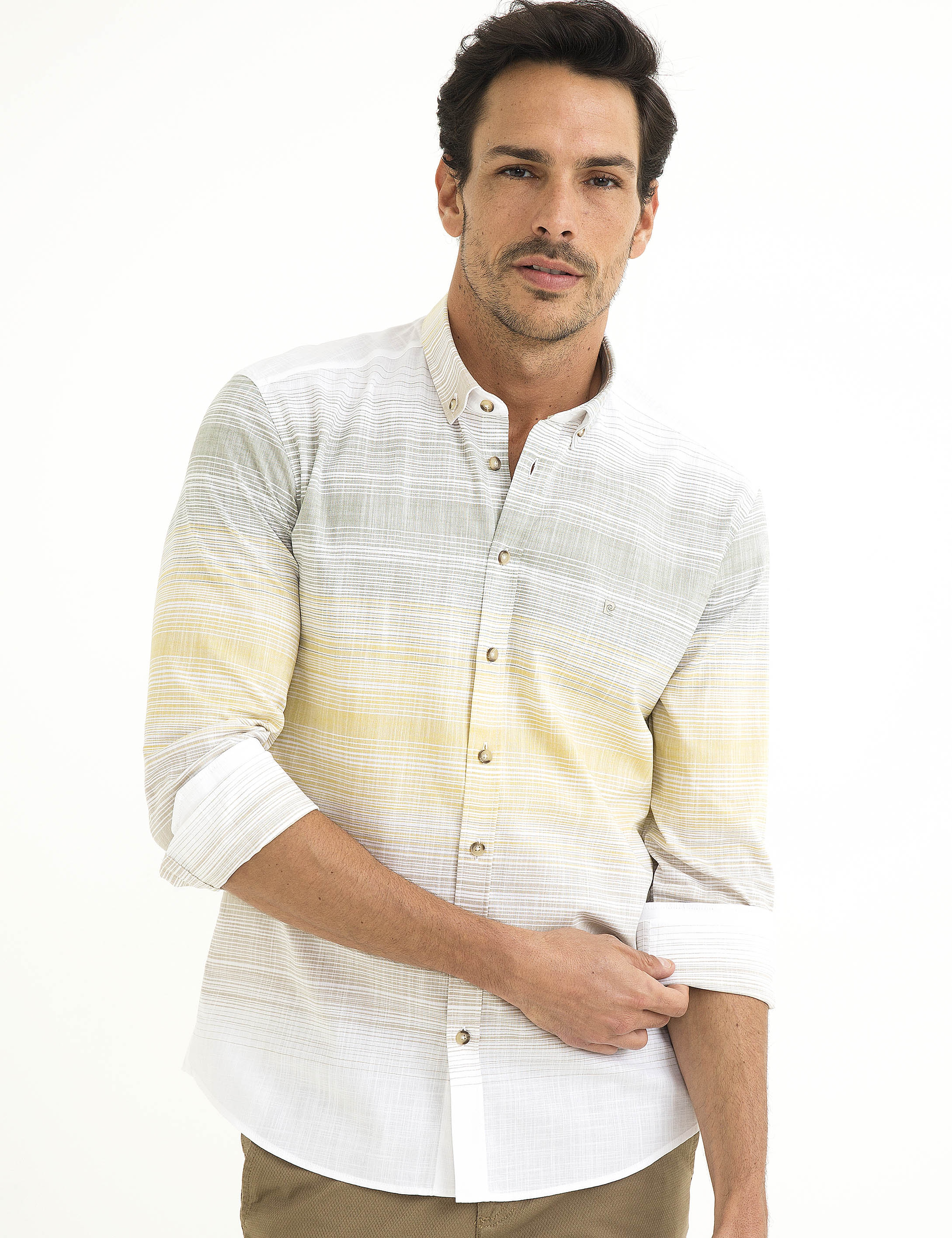 Sarı Detaylı Slim Fit Gömlek - Image 1