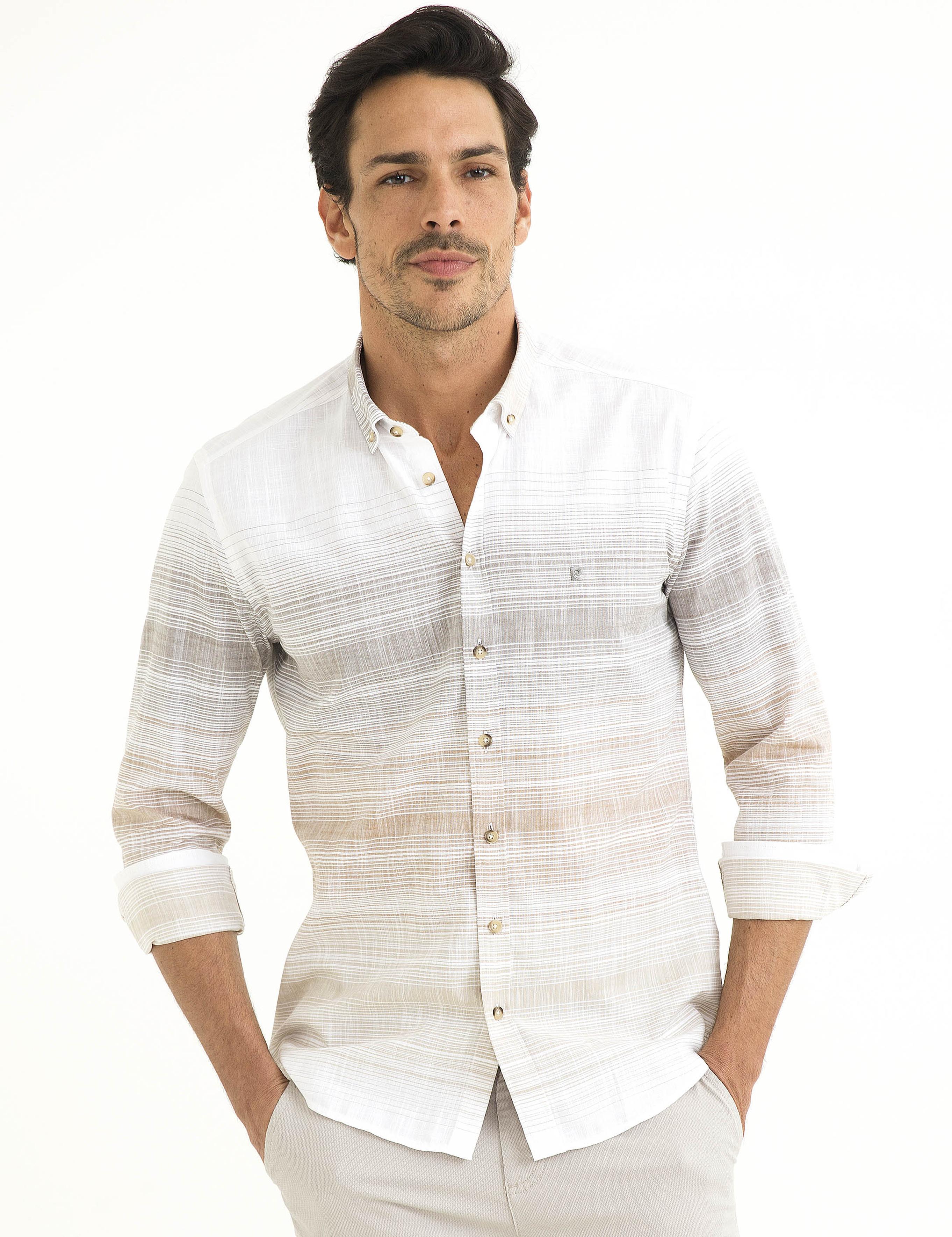 Turuncu Detaylı Slim Fit Gömlek