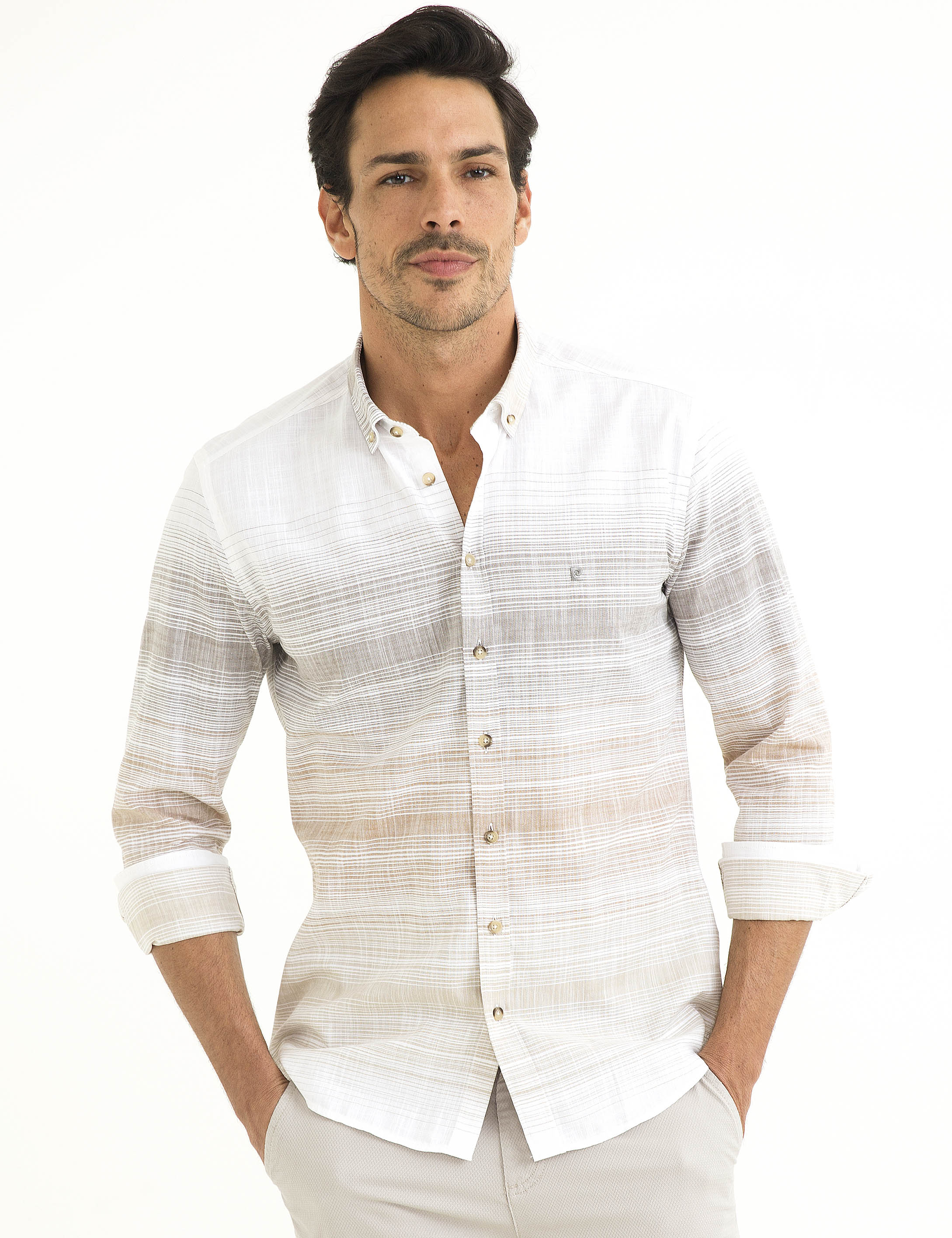 Turuncu Detaylı Slim Fit Gömlek