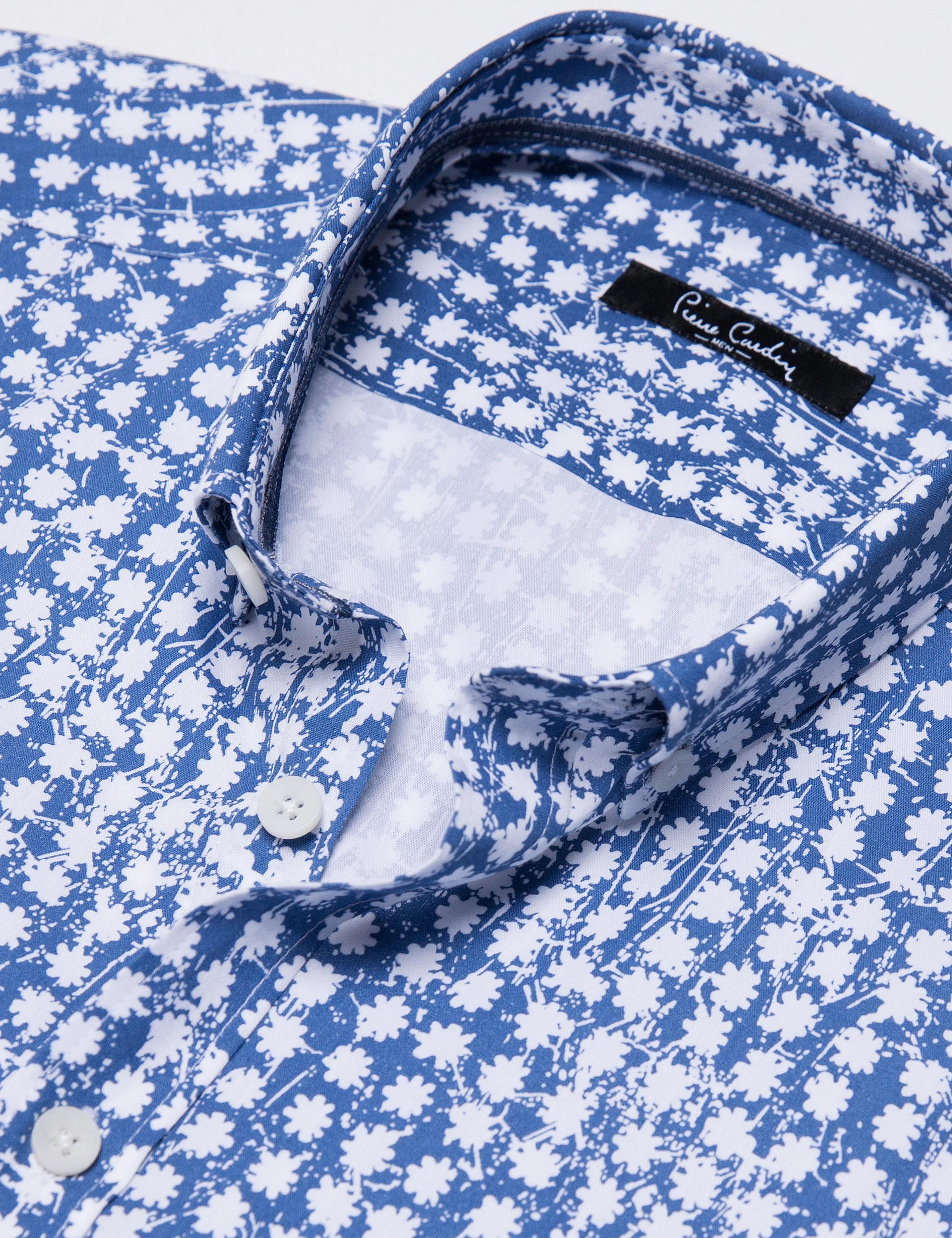 Koyu Mavi Slim Fit Uzun Kollu Gömlek - Image 3