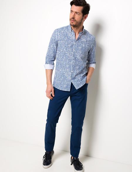 Koyu Mavi Slim Fit Uzun Kollu Gömlek - 50189484010