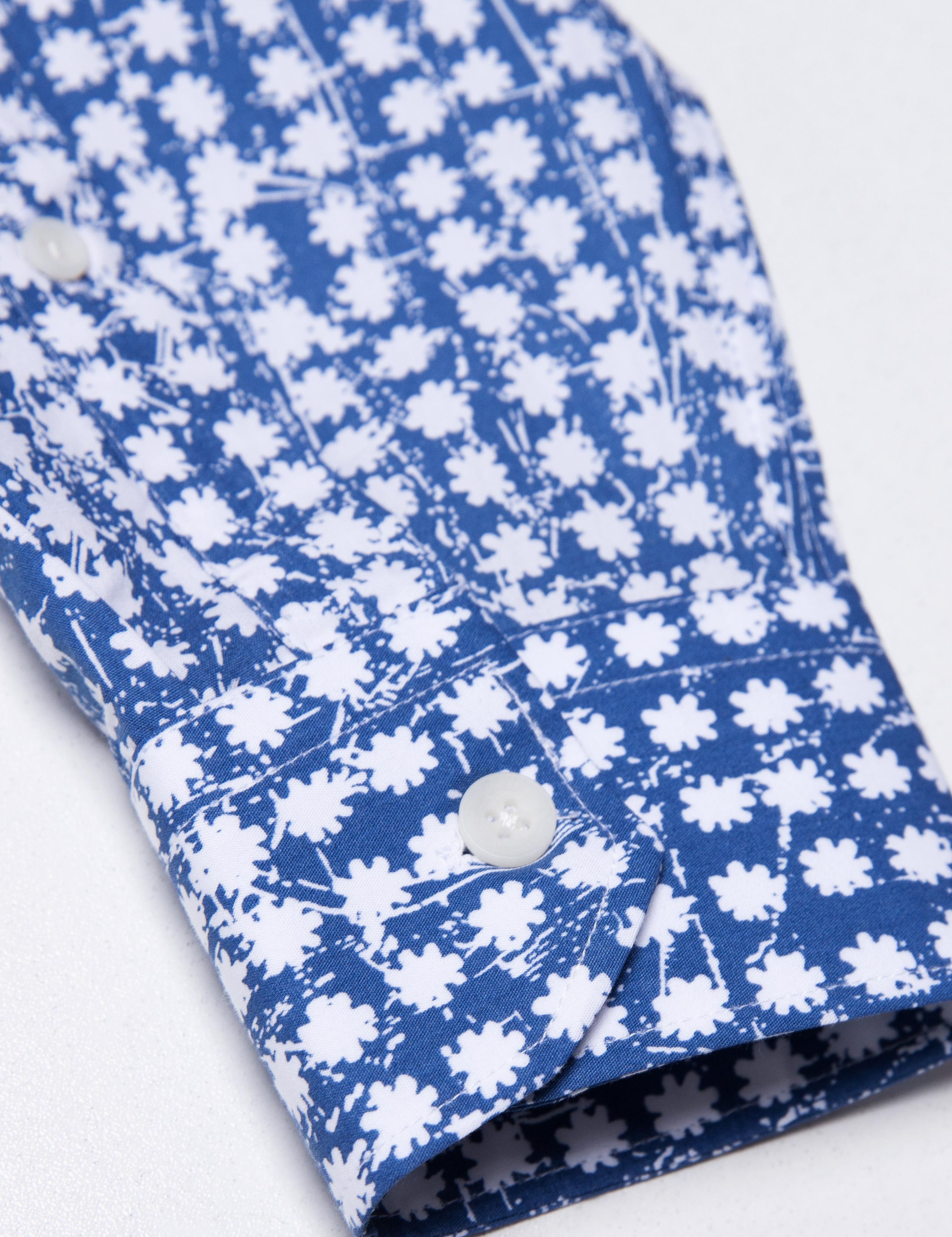 Koyu Mavi Slim Fit Uzun Kollu Gömlek - Image 4