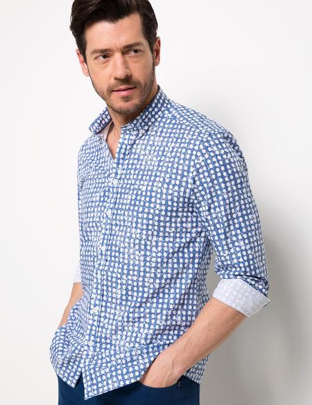 Koyu Mavi Slim Fit Uzun Kollu Gömlek - 50189484010