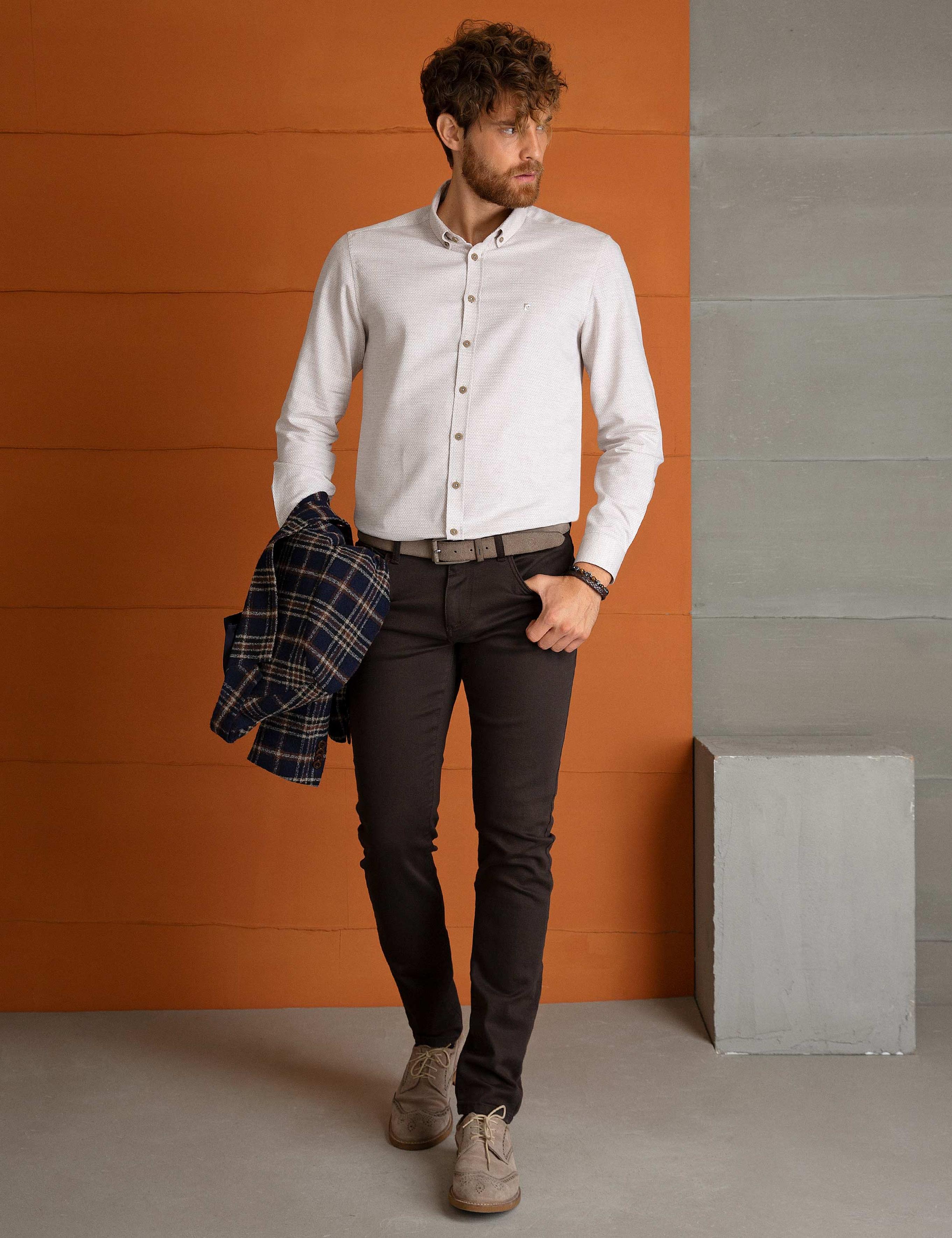 Bej Slim Fit Gömlek