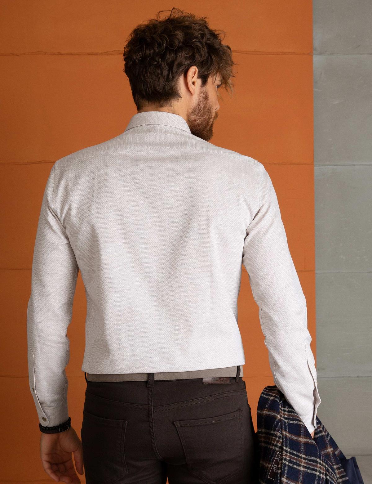 Bej Slim Fit Gömlek - 50194552037