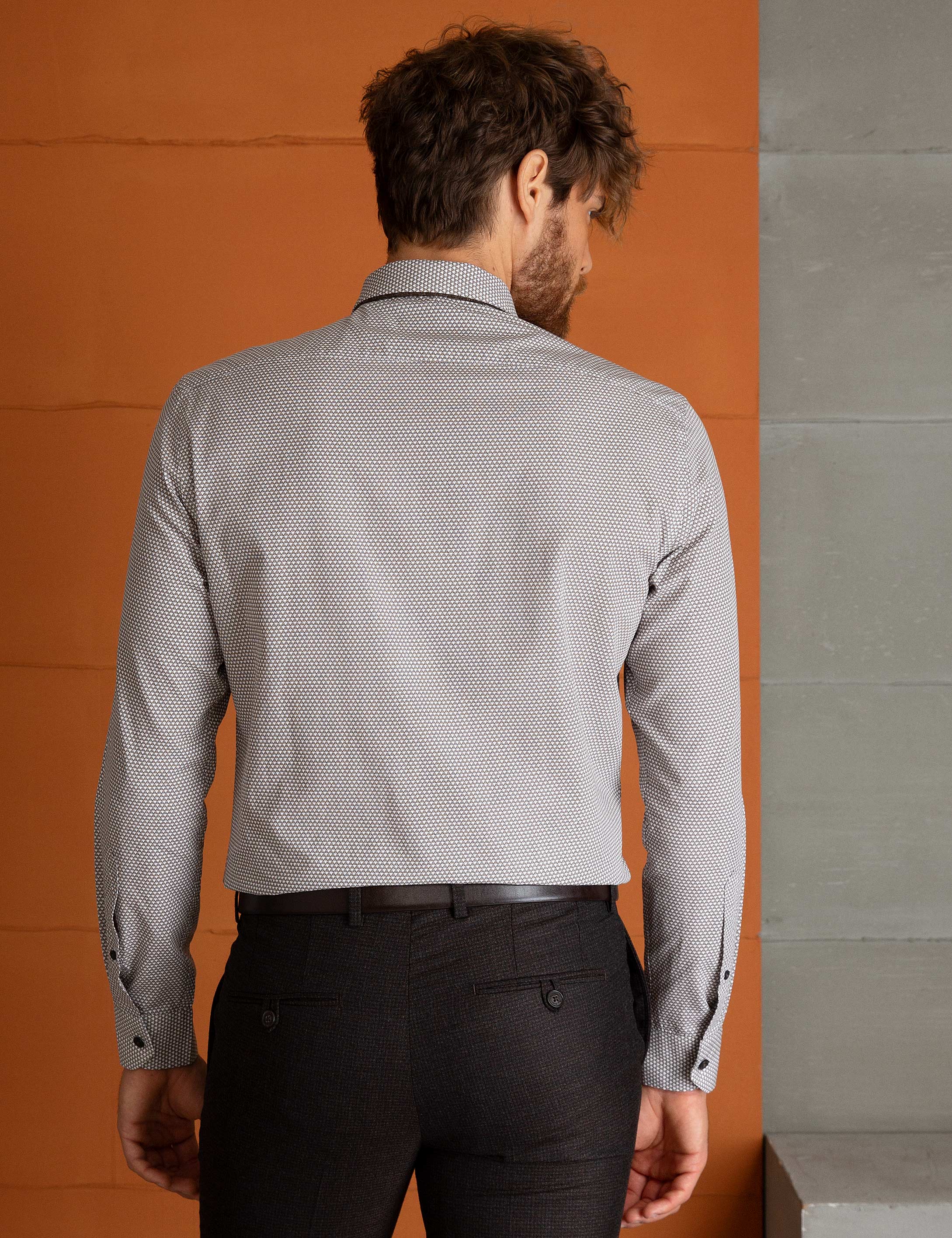 Kahverengi Slim Fit Gömlek