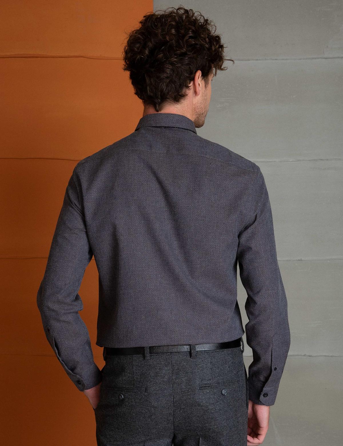 Koyu Kahverengi Slim Fit Gömlek - 50195383025