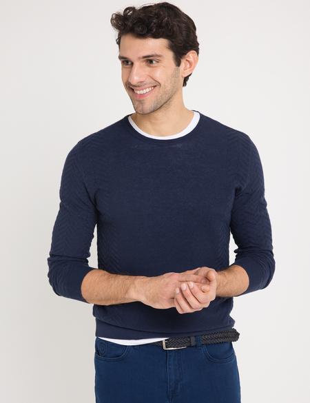 Lacivert Slim Fit Triko Kazak - 50174902063