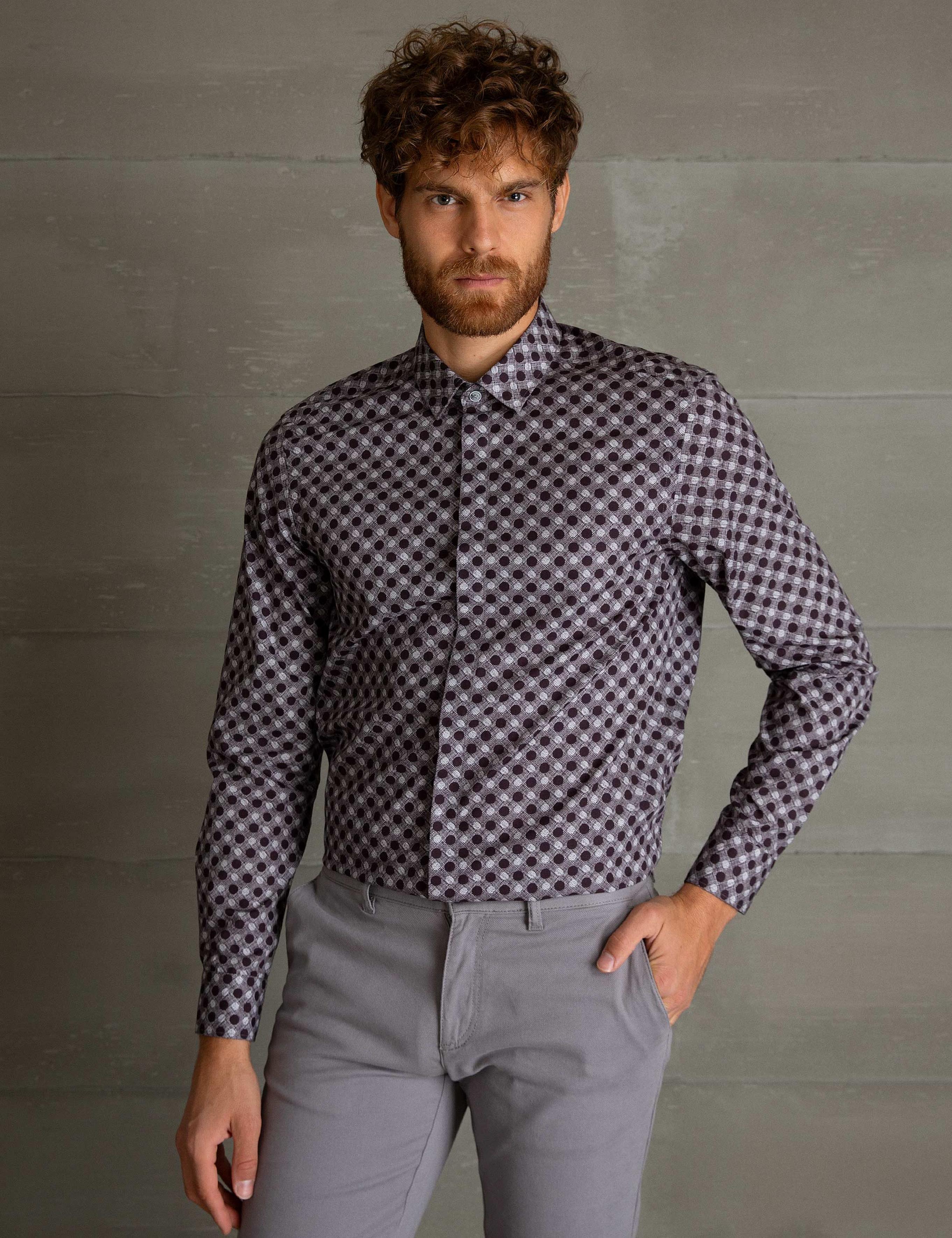 Bordo Slim Fit Gömlek